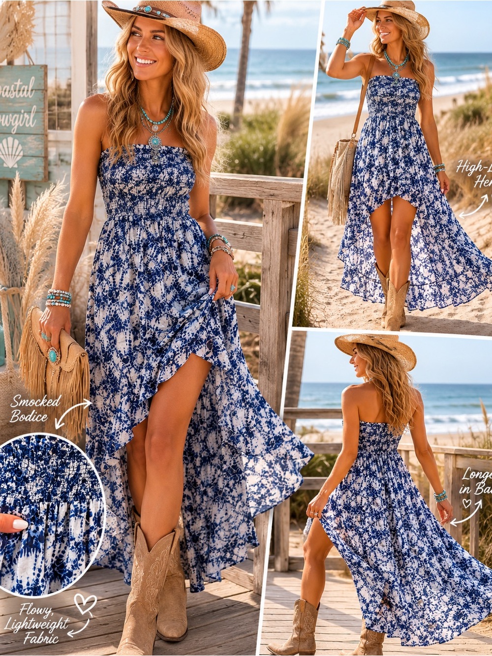 💕86💕Michael Kors Blue & White High-Low Dress